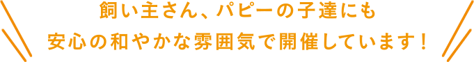 飼い主さん、パピーの子達にも安心の和やかな雰囲気で開催しています！